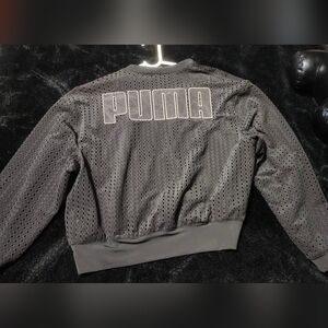 Puma Gray Perforated Varsity Jacket